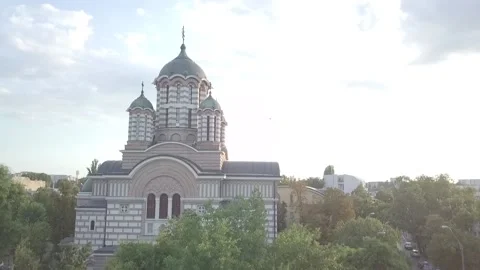 Church from drone 스톡 동영상 156833893