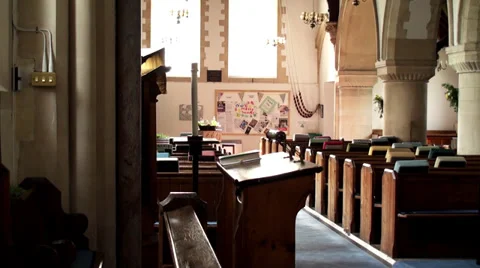 CHURCH WITH EMPTY PEWS Stock Footage 37321026