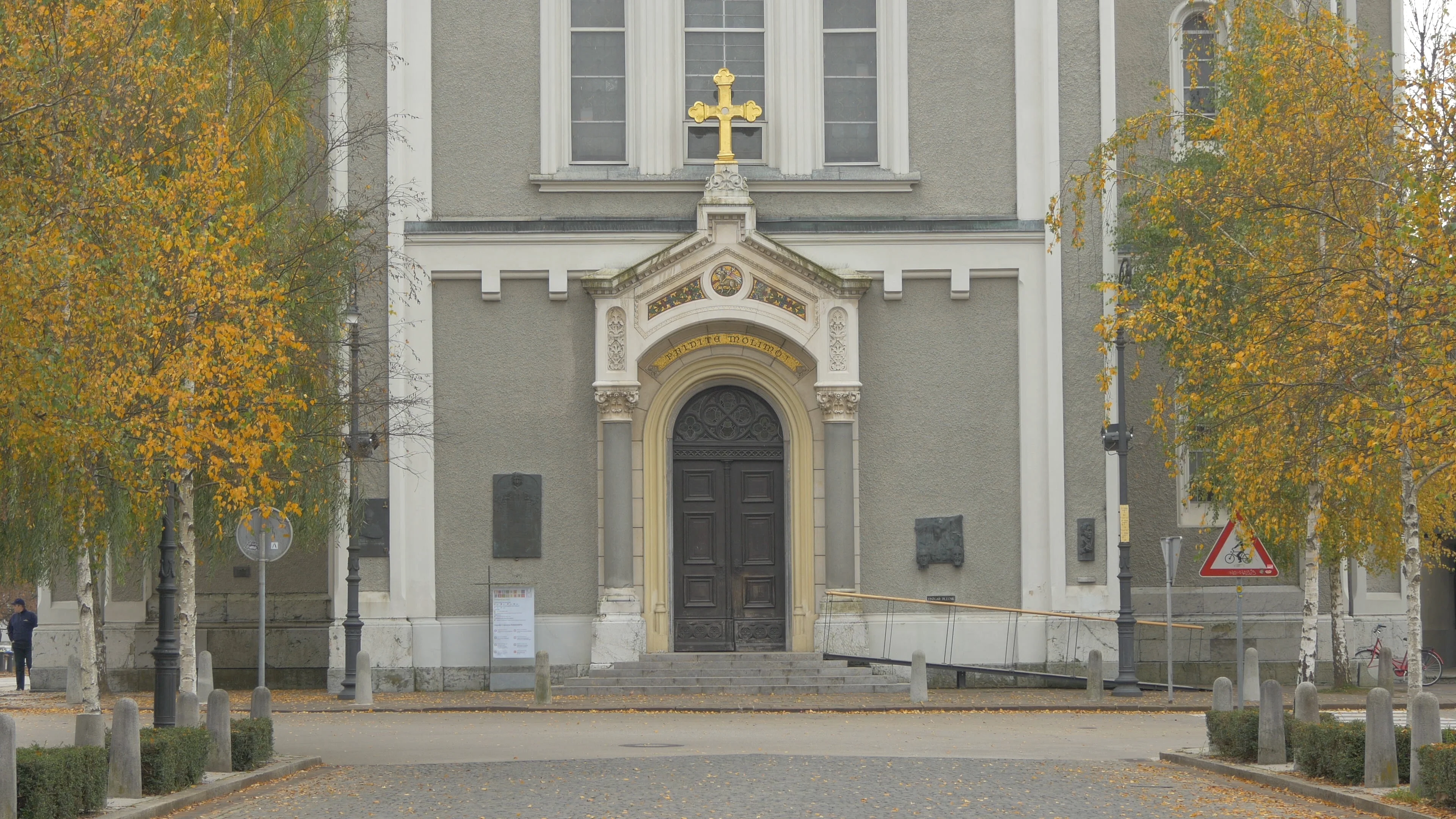 Church Entrance With Gilded Decoration In Ljubljana Footage