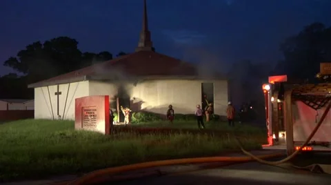 Church Fire SPFR#4 Stock Footage 937199