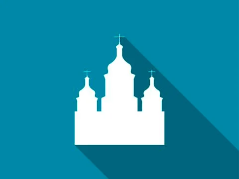 Church flat icon with long shadow. Vector illustration. Stock Illustration