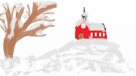 Church on the Hill Stock Illustration