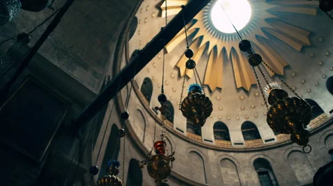 The Church of the Holy Sepulchre inside the Edicule Stock Footage