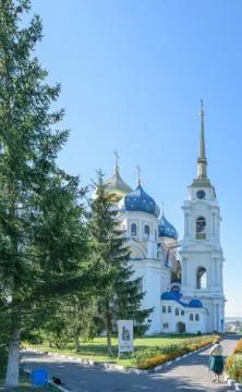 Church of the Holy Trinity under a cloudless blue sky on a sunny summer day Stock Photos
