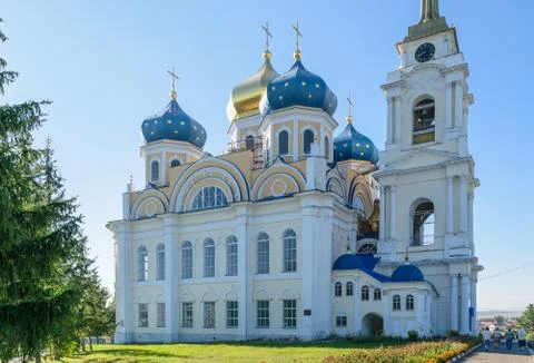 Church of the Holy Trinity under a cloudless blue sky on a sunny summer day Stock Photos
