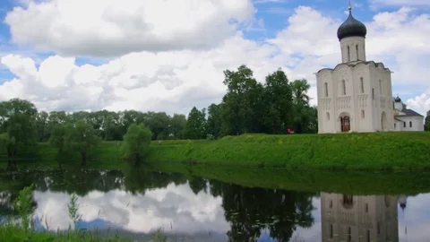 Church of the Holy Virgin on Nerl River, Stock Footage 78672830
