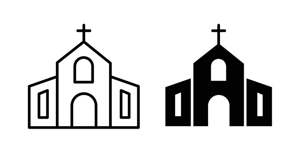 Church icon bundle for website design projects Ilustración de archivo