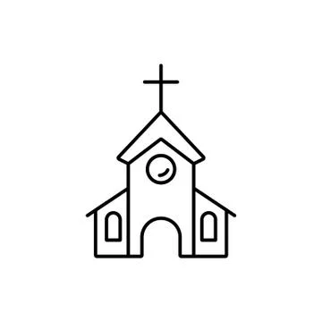 Church icon element of building icon for mobile concept and web apps. Thin li Stock Illustration