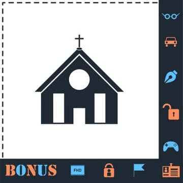 Church icon flat Stock Illustration