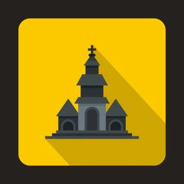 Church icon in flat style 스톡 일러스트