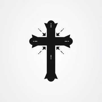 Church icon logo vector design. Christian cross symbol. Stock Illustration