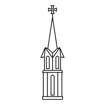 Church icon, outline style 스톡 일러스트