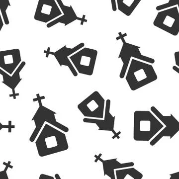 Church icon seamless pattern background. Chapel vector illustration on white  Stock Illustration