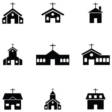 Church icon set Stock Illustration