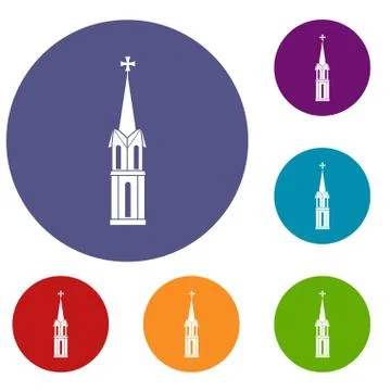 Church icons set 스톡 일러스트