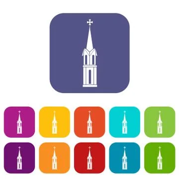 Church icons set 스톡 일러스트