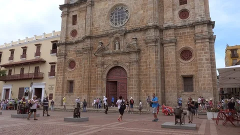 The Church Iglesia de San Pedro Claver Cartagena de Indias Stock Footage