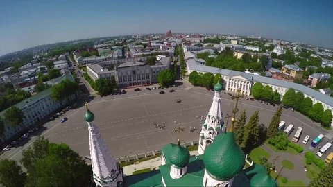 Church Ilya the Prophet accent Yaroslavl sightseeing golden ring Russia Aerial Stock Footage