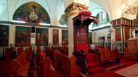 Church-inside-pan right Stock Footage 10722589