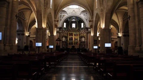 Church, inside Valencia Cathedral Stock Footage 78037768