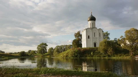 Church of the Intercession of the Holy Virgin on the Nerl River Stock Footage 49468768