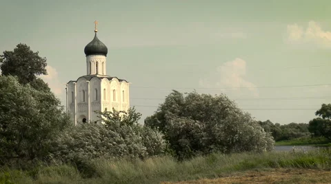 Church of the Intercession on the Nerl Stock Footage 68189438