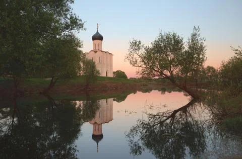 Church of Intercession on the Nerl River Stock Photos
