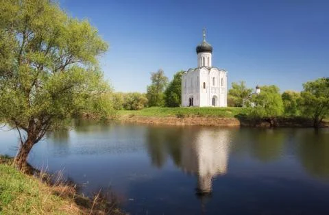 Church of Intercession on Nerl River Stock Photos