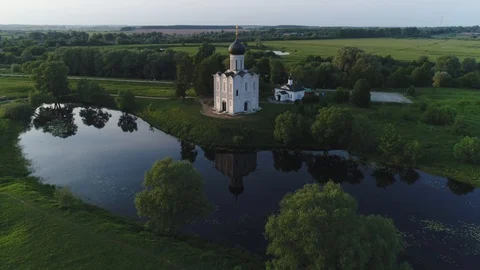Church of the Intercession on the Nerl, Russia Stock Footage 109101503