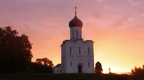 Church of Intercession upon Nerl River Stock Footage 41808197
