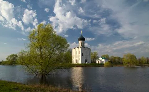 Church of Intercession upon Nerl River Stock Photos