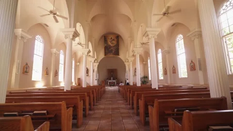 Church interior with camera movement. Video stock 134846538