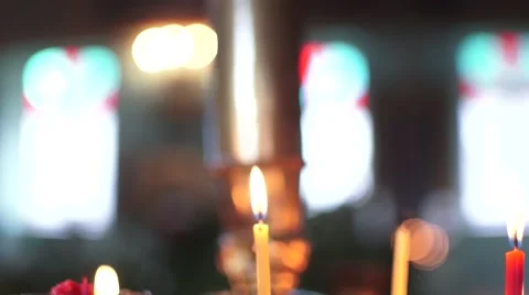Church Interior - Defocus Candle Stock Footage 49956708