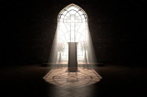 Church Interior Light &amp; Pulpit Foto stock