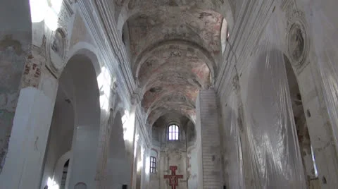 Church interior restoration work Stock Footage 24811115