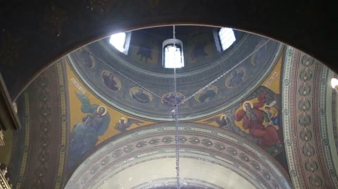 Church interior view with beautiful pattern and decoration Stock Footage 65957921