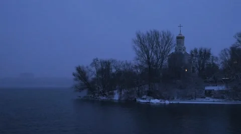 Church on a island Stock Footage 62863901