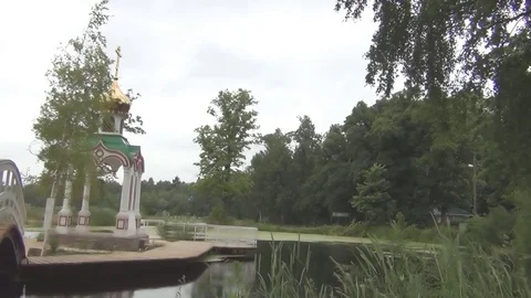 Church on the lake Stock Footage