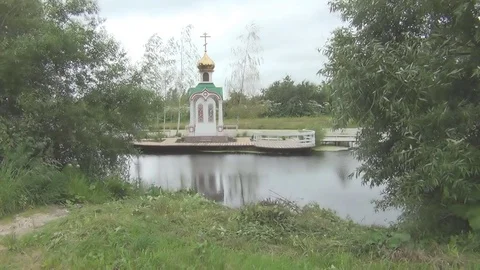Church on the lake Stock Footage 78226352