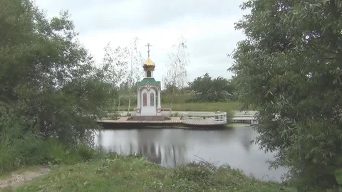 Church on the lake Stock Footage 78228040