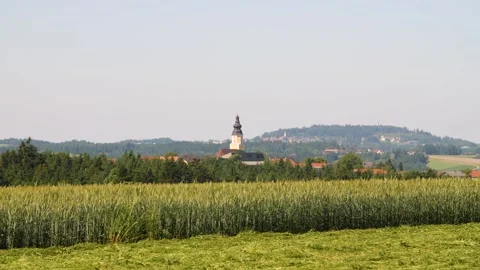 A church in the landscape of Upper Austria Stock Footage 157851324
