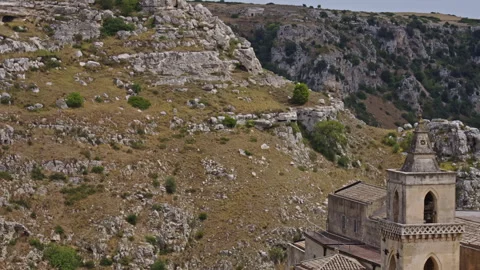 Church with a large canyon in the background Stock Footage 290177609