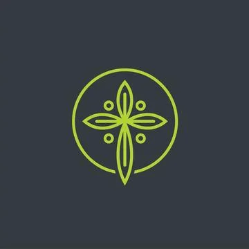 Church leaf cross icon vector concept design template イラスト素材