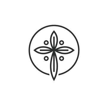 Church leaf cross icon vector concept design template 库存插图