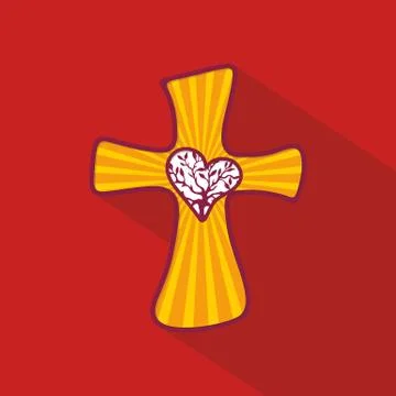 Church logo. Cross with decorative elements 库存插图
