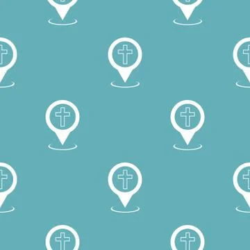 Church map pointer pattern seamless blue Illustrazione stock