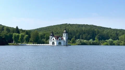 Church in the middle of the lake Stock Footage 248796785