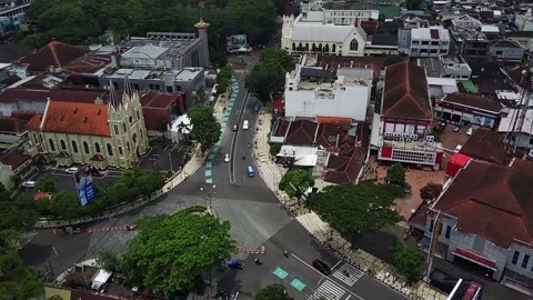 Church in the middle of town Stock Footage 234356301