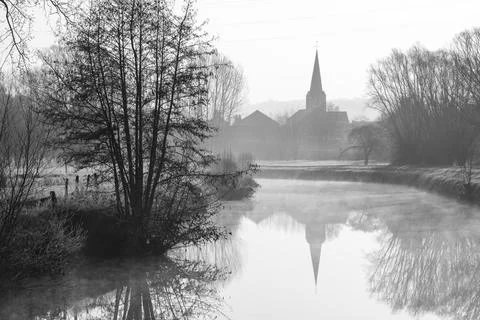 Church in the mist Stock Photos