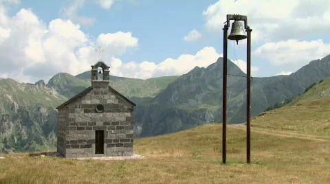 Church on the mountain Stock Footage
